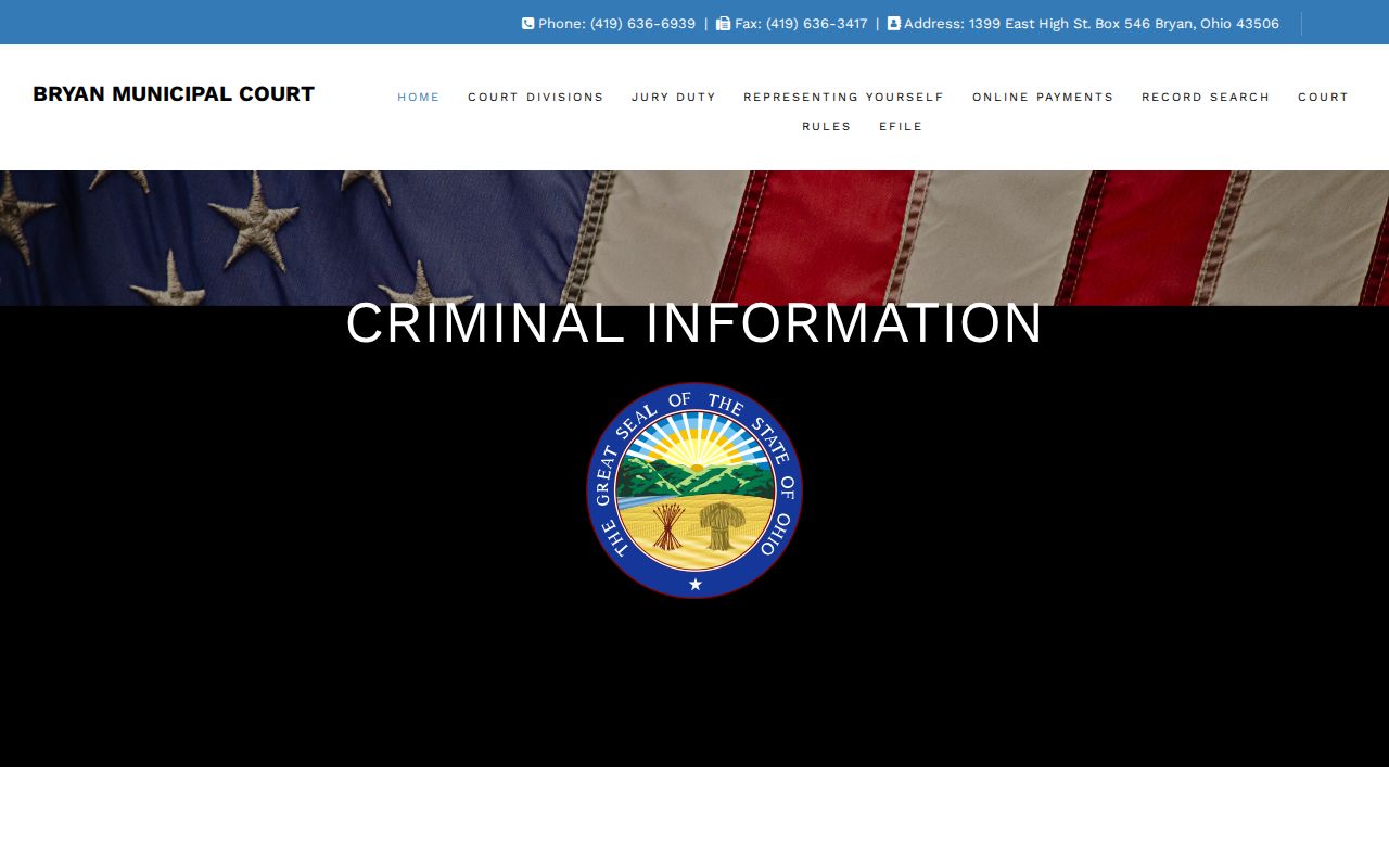 Williams County criminal docket information from Bryan Municipal Court Criminal Division