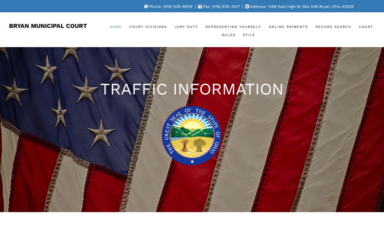 West Unity court records traffic waiver information through Bryan Municipal Court