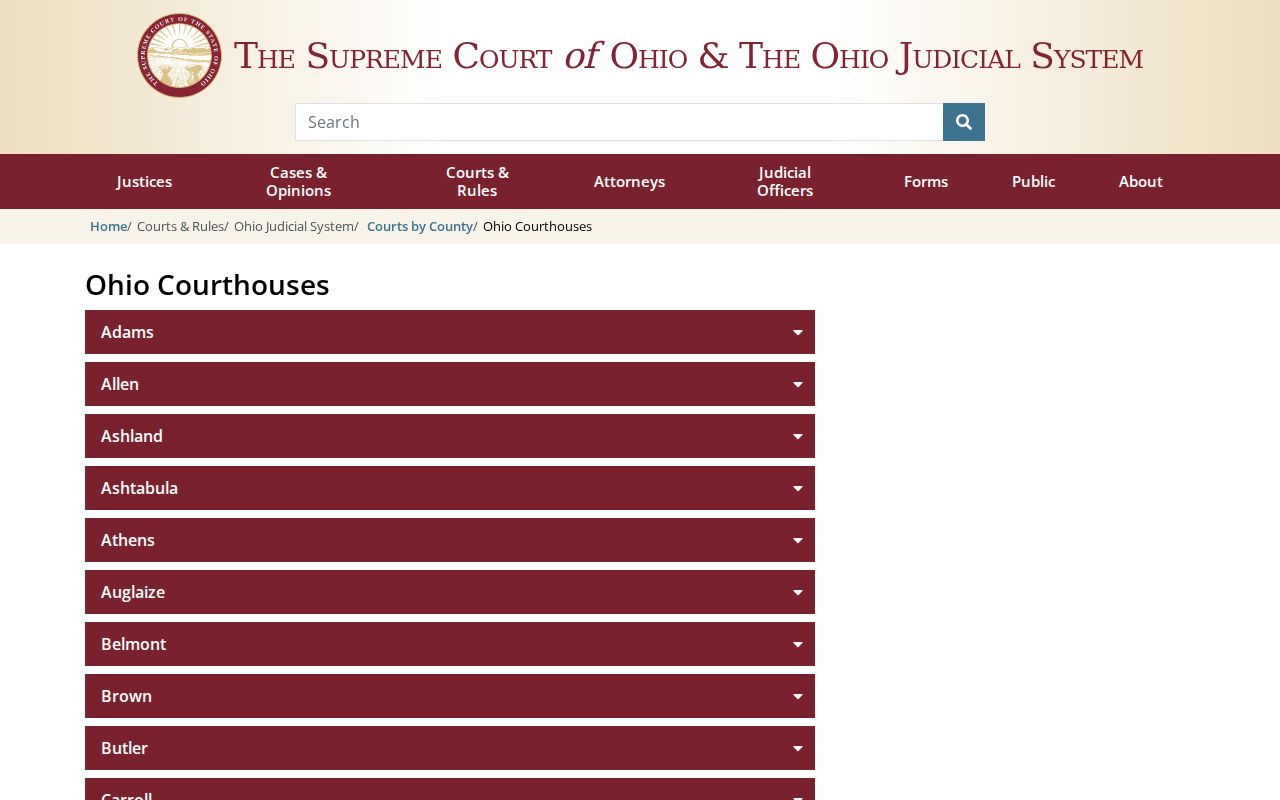 Historic Williams County Courthouse where Common Pleas court docket records are maintained